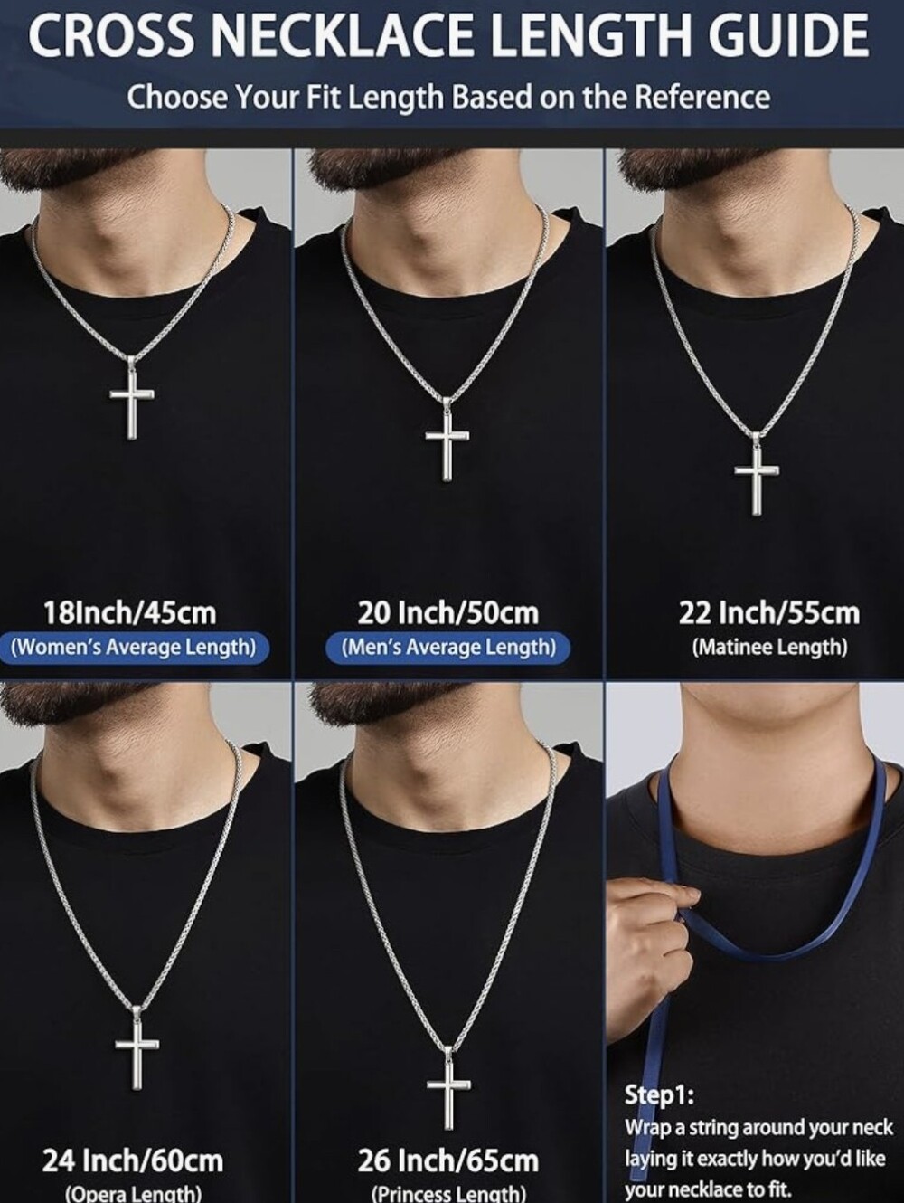 18" Sterling Silver Cross Pendant And Stainless Steel Wheat Chain Necklace - Picture 4 of 8